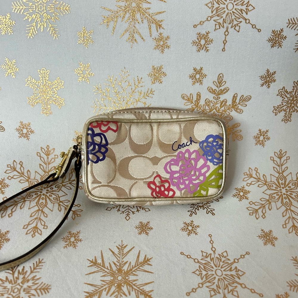 Coach Vintage Signature Floral Appliqué Mini Top Handle Bag/Wristlet - Picture 2 of 8